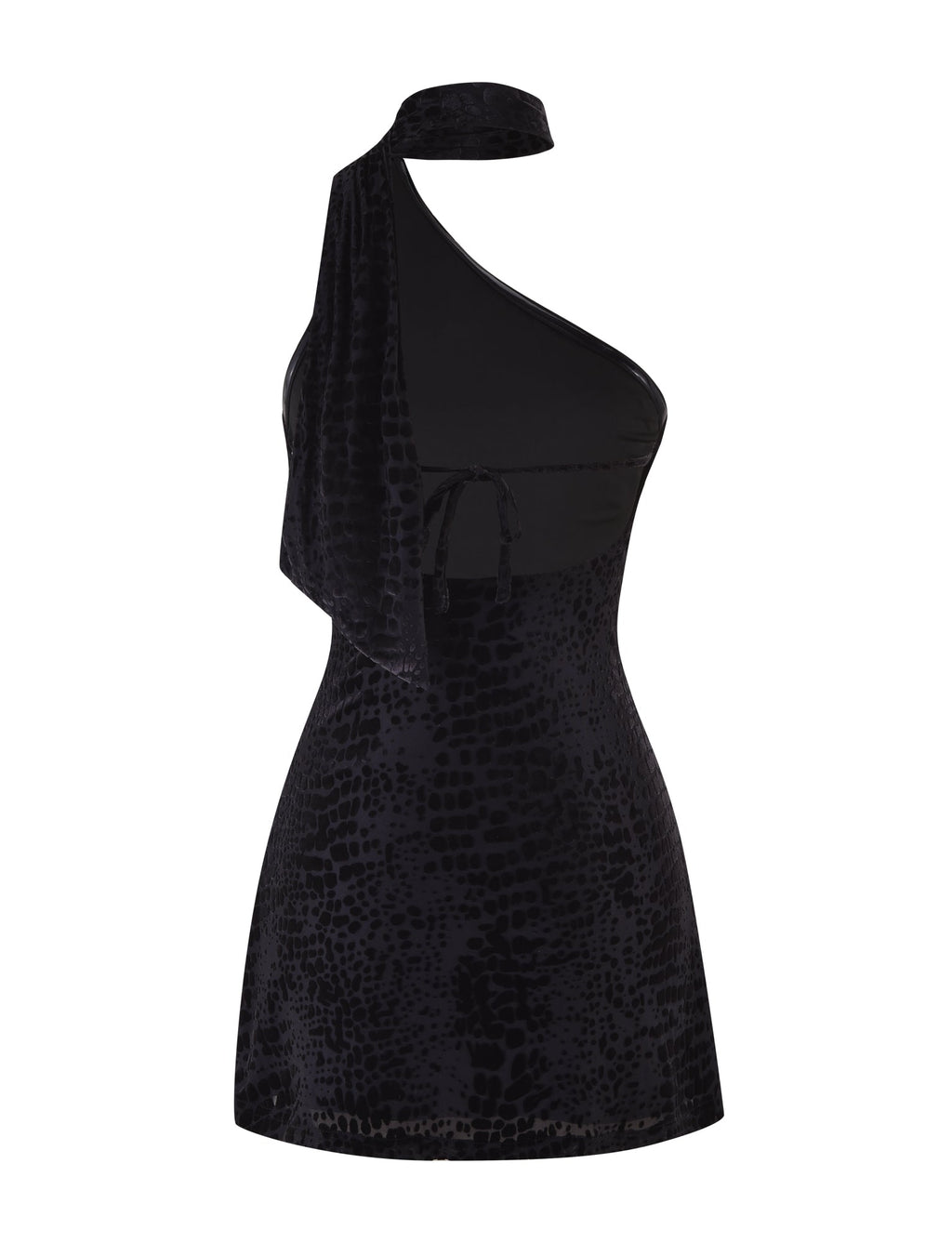 ALLIRA BURNOUT MINI DRESS 2.0 - BLACK : SNAKE